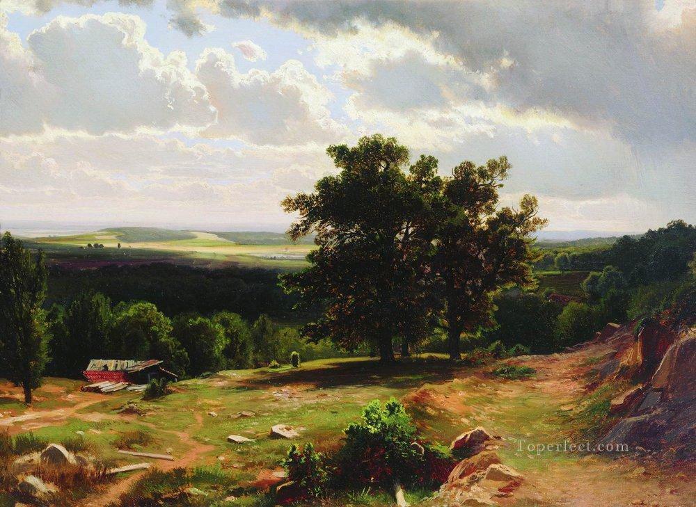 デュッセルドルフ近郊の 1865 年の古典的な風景 イワン・イワノビッチの木々油絵